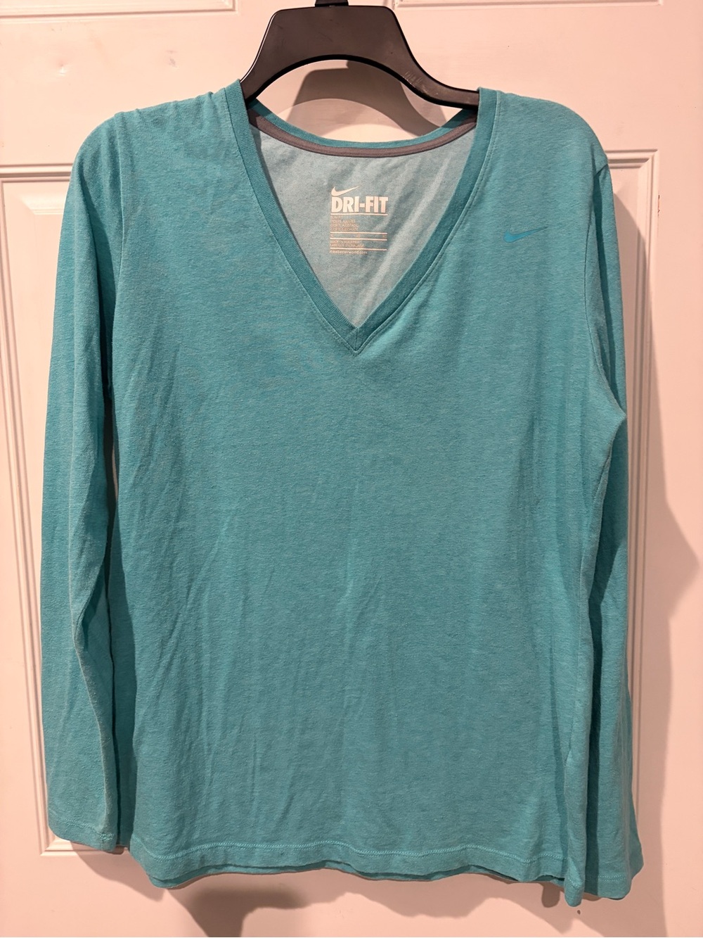Nike Teal Long-Sleeve V-Neck Dri-FIT Top